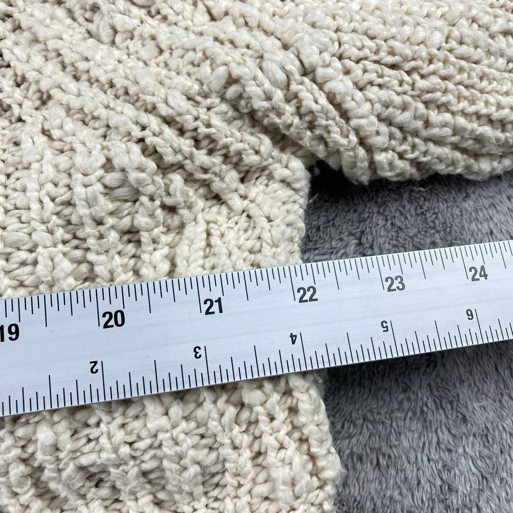 Free People‎ Knit Cropped Sweater Womens Size Small Beige Long Sleeve Pullover